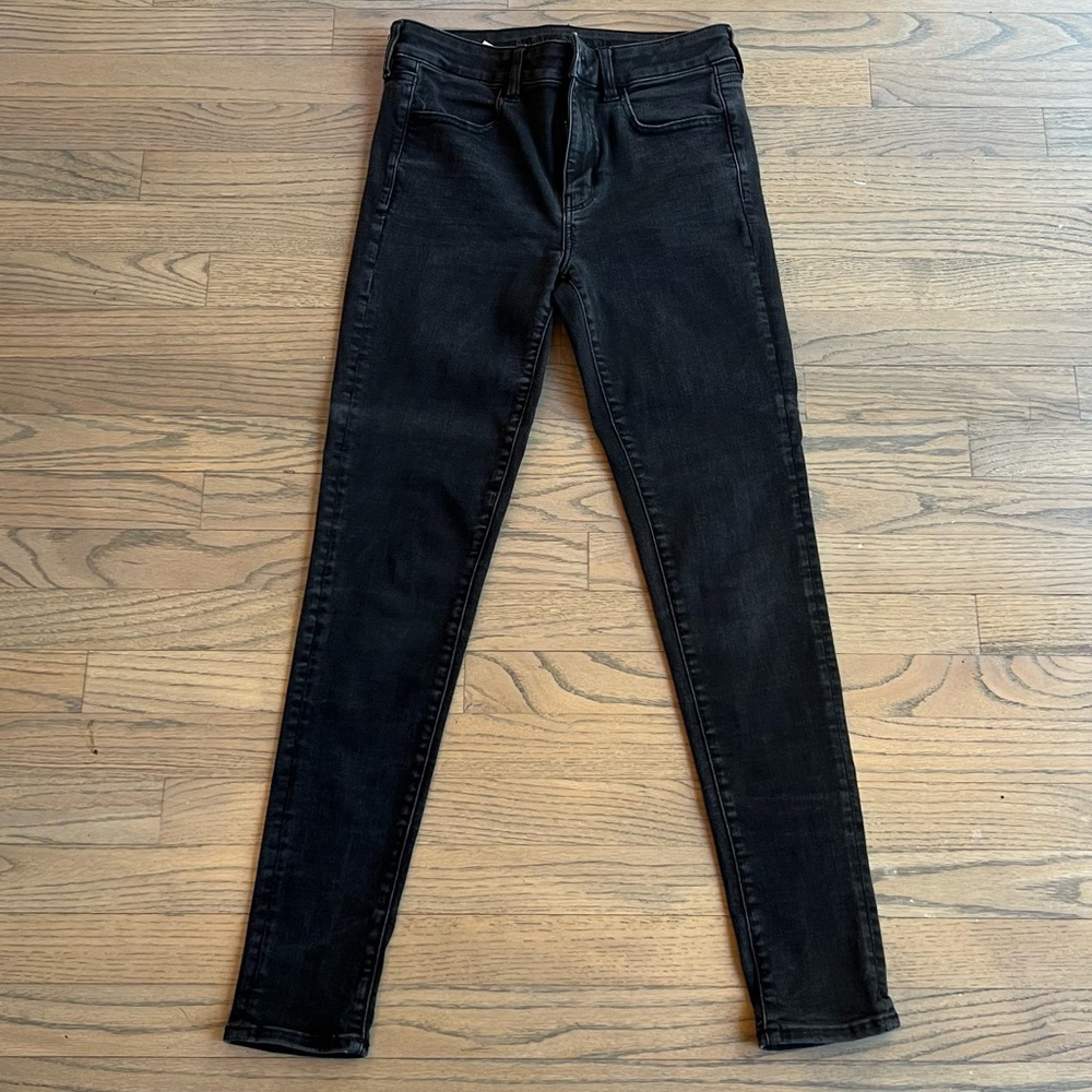 American Eagle Next Level Stretch Skinny Jeans, faded black wash, size 10 Long